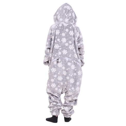 Snuggs Kids Blanket Onesie Grey Snowflakes